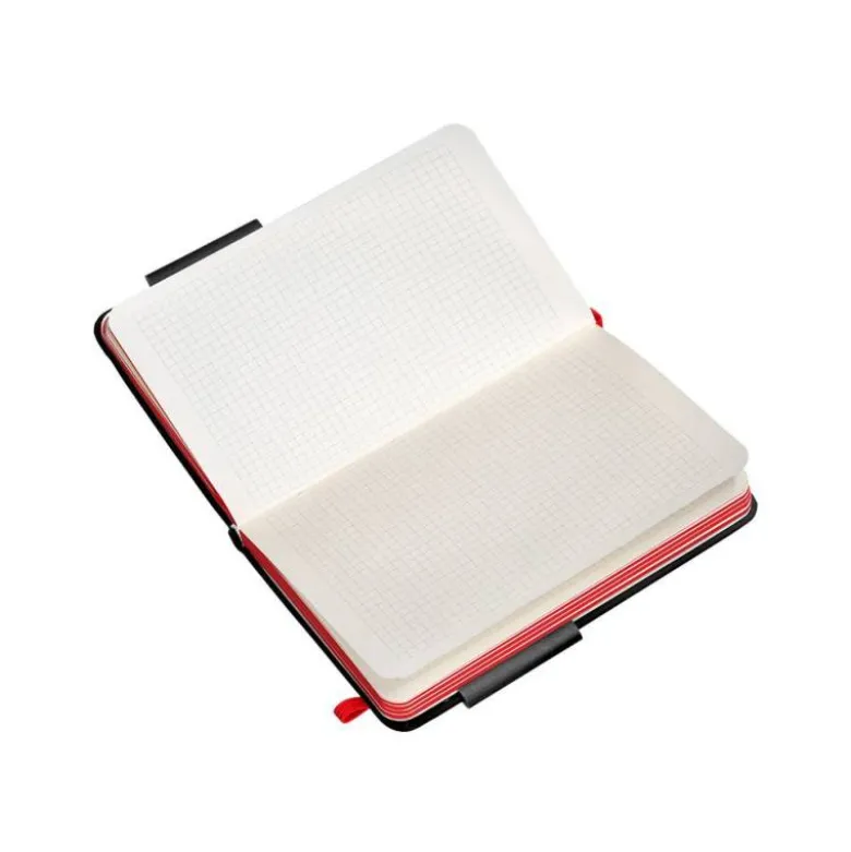 CUADERNO CON GOMILLA ANTARTIK NOTES TAPA DURA A6 HOJAS CUADRICULA NEGRO Y ROJO 100 HOJAS 80 GR FSC