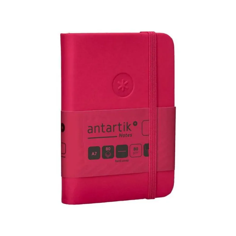 CUADERNO CON GOMILLA ANTARTIK NOTES TAPA DURA A7 HOJAS LISAS BURDEOS 80 HOJAS 80 GR FSC