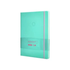 CUADERNO CON GOMILLA ANTARTIK NOTES TAPA DURA A4 HOJAS LISAS ROSA Y TURQUESA 100 HOJAS 80 GR FSC