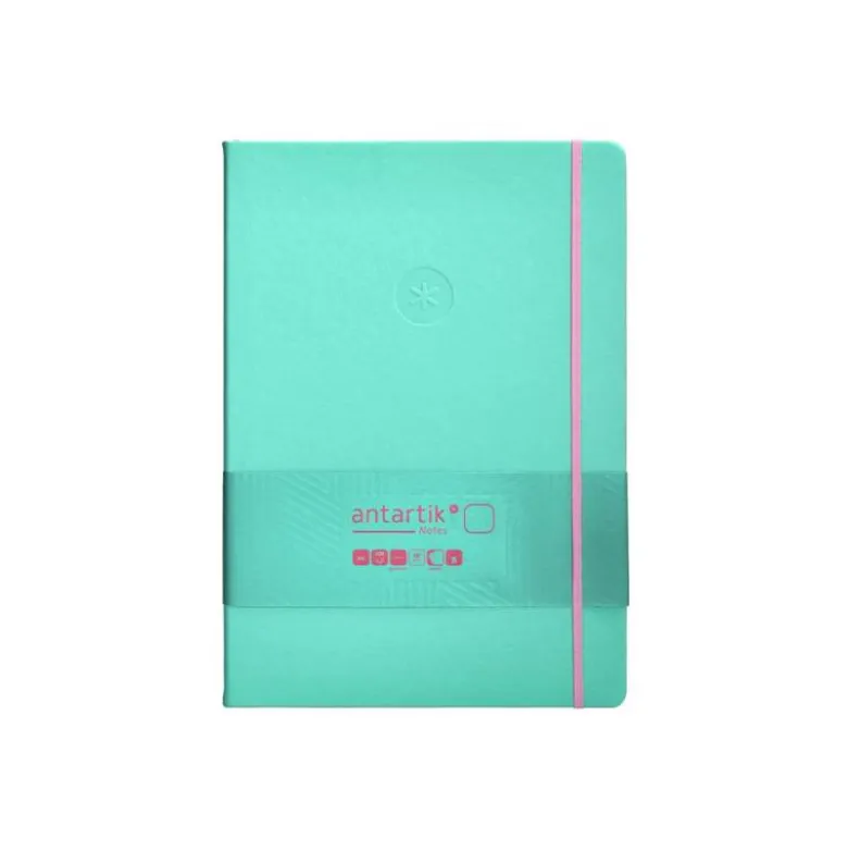 CUADERNO CON GOMILLA ANTARTIK NOTES TAPA DURA A4 HOJAS LISAS ROSA Y TURQUESA 100 HOJAS 80 GR FSC