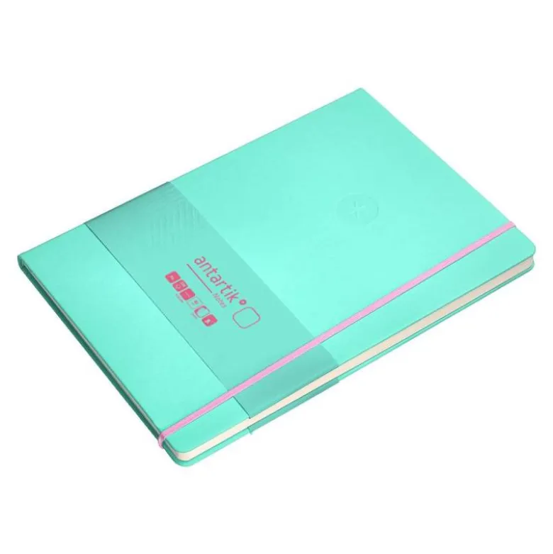 CUADERNO CON GOMILLA ANTARTIK NOTES TAPA DURA A4 HOJAS LISAS ROSA Y TURQUESA 100 HOJAS 80 GR FSC