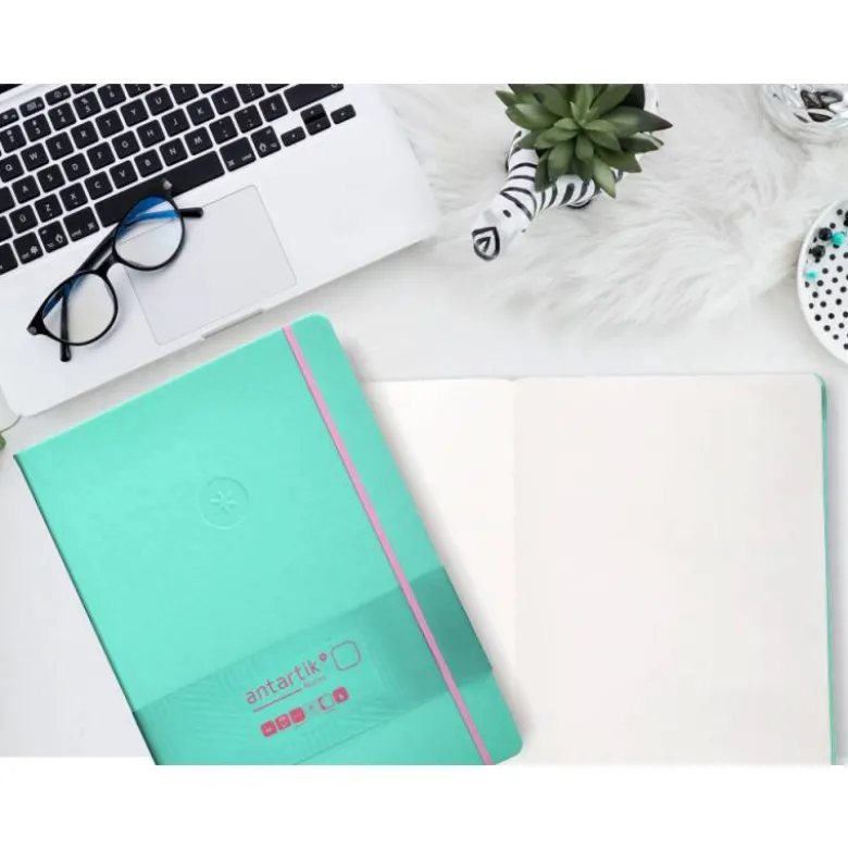 CUADERNO CON GOMILLA ANTARTIK NOTES TAPA DURA A4 HOJAS LISAS ROSA Y TURQUESA 100 HOJAS 80 GR FSC