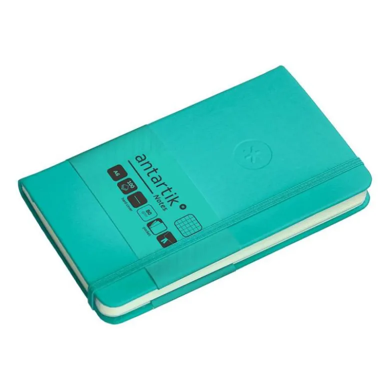 CUADERNO CON GOMILLA ANTARTIK NOTES TAPA DURA A6 HOJAS CUADRICULA TURQUESA 100 HOJAS 80 GR FSC