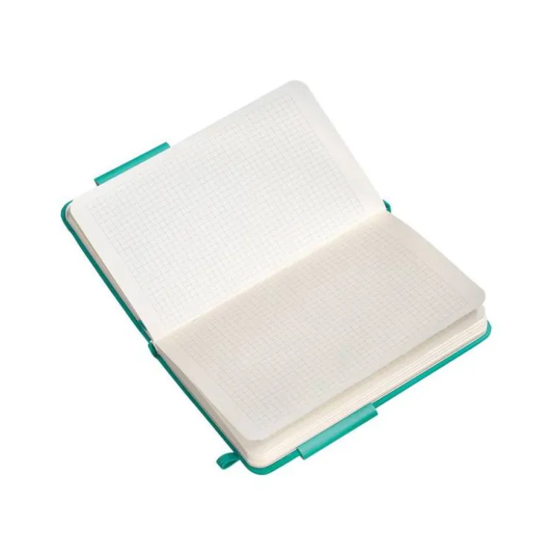 CUADERNO CON GOMILLA ANTARTIK NOTES TAPA DURA A6 HOJAS CUADRICULA TURQUESA 100 HOJAS 80 GR FSC