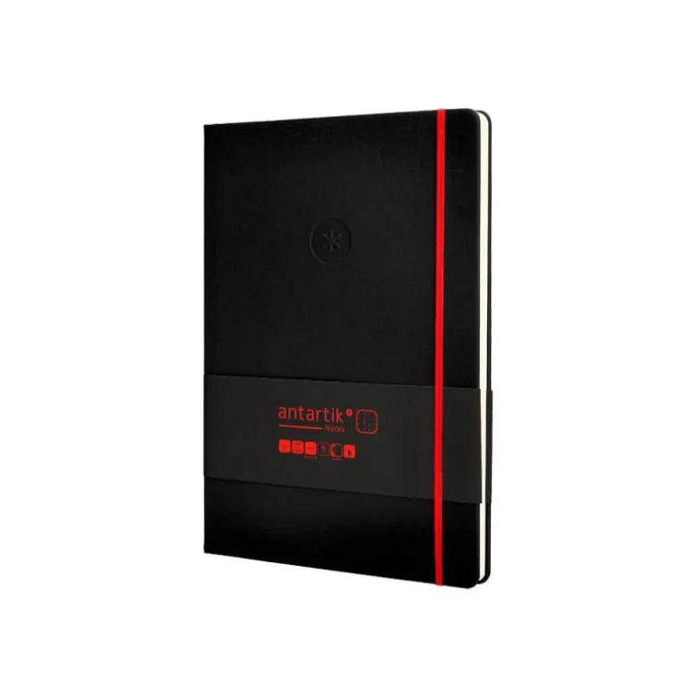 CUADERNO CON GOMILLA ANTARTIK NOTES TAPA DURA A4 HOJAS PUNTOS NEGRO Y ROJO 100 HOJAS 80 GR FSC