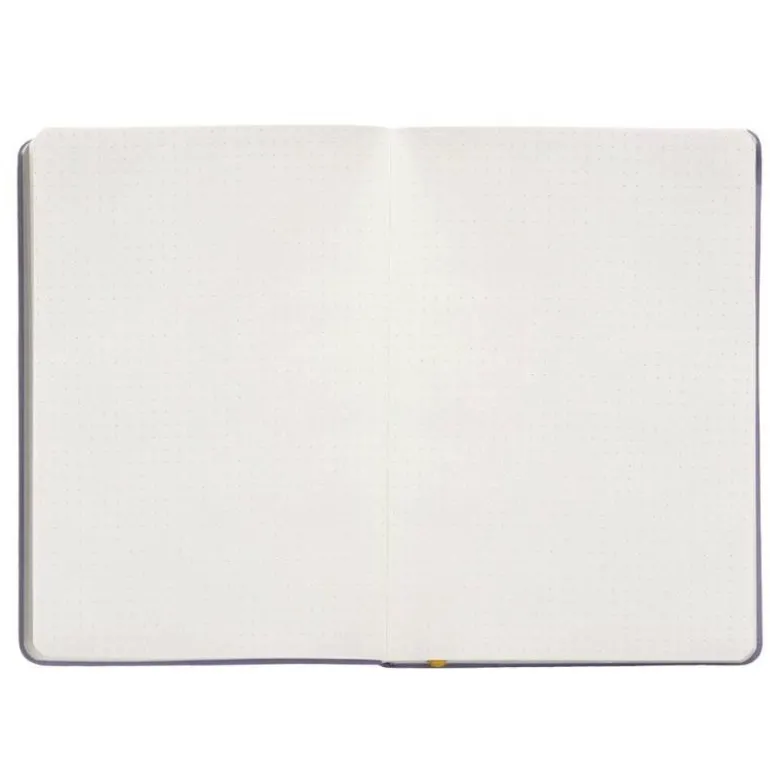 CUADERNO CON GOMILLA ANTARTIK NOTES TAPA DURA A5 HOJAS PUNTOS MORADO Y AMARILLO 100 HOJAS 80 GR FSC