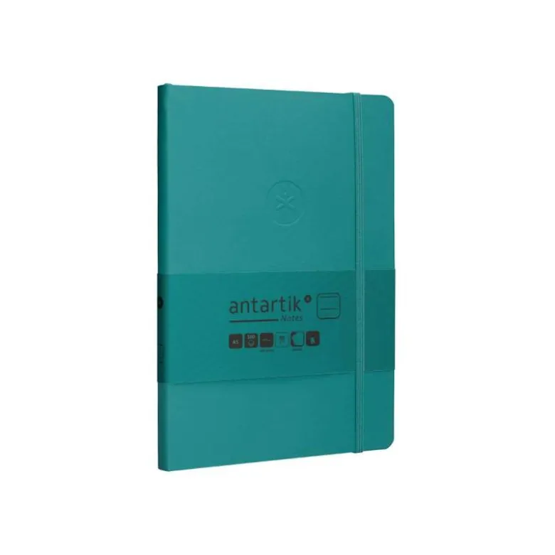 CUADERNO CON GOMILLA ANTARTIK NOTES TAPA BLANDA A5 HOJAS RAYAS VERDE AGUAMARINA 80 HOJAS 80 GR FSC