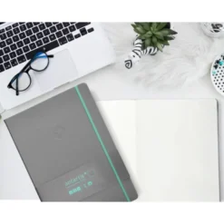 CUADERNO CON GOMILLA ANTARTIK NOTES TAPA DURA A4 HOJAS LISAS GRIS Y TURQUESA 100 HOJAS 80 GR FSC