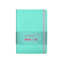 CUADERNO CON GOMILLA ANTARTIK NOTES TAPA DURA A5 HOJAS RAYAS ROSA Y TURQUESA 100 HOJAS 80 GR FSC
