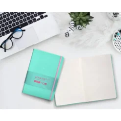 CUADERNO CON GOMILLA ANTARTIK NOTES TAPA DURA A5 HOJAS RAYAS ROSA Y TURQUESA 100 HOJAS 80 GR FSC