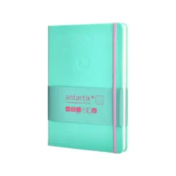 CUADERNO CON GOMILLA ANTARTIK NOTES TAPA DURA A5 HOJAS RAYAS ROSA Y TURQUESA 100 HOJAS 80 GR FSC