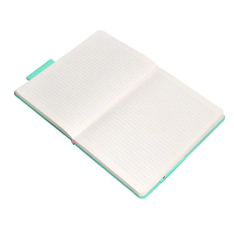 CUADERNO CON GOMILLA ANTARTIK NOTES TAPA DURA A5 HOJAS RAYAS ROSA Y TURQUESA 100 HOJAS 80 GR FSC