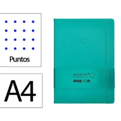 CUADERNO CON GOMILLA ANTARTIK NOTES TAPA DURA A4 HOJAS PUNTOS TURQUESA 100 HOJAS 80 GR FSC