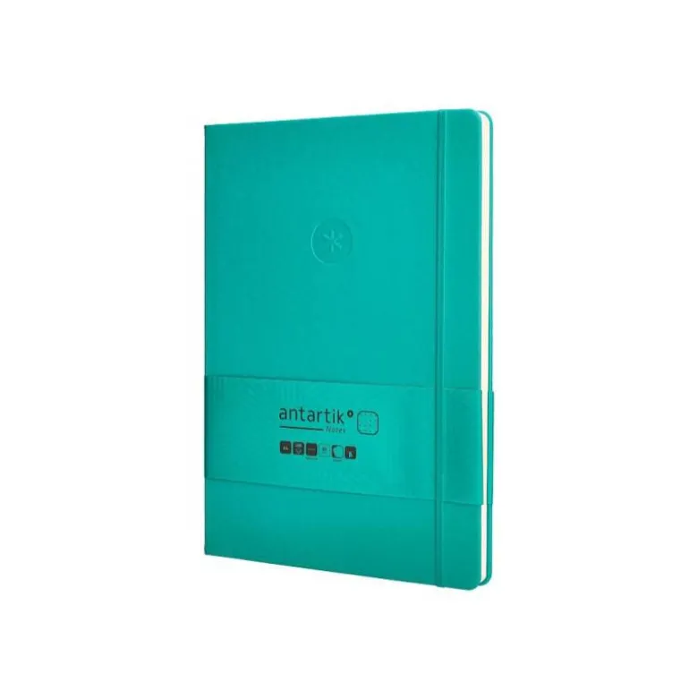 CUADERNO CON GOMILLA ANTARTIK NOTES TAPA DURA A4 HOJAS PUNTOS TURQUESA 100 HOJAS 80 GR FSC