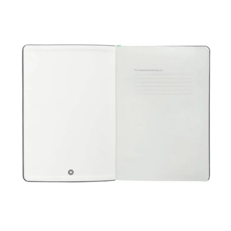 CUADERNO CON GOMILLA ANTARTIK NOTES TAPA DURA A4 HOJAS RAYAS GRIS Y TURQUESA 100 HOJAS 80 GR FSC
