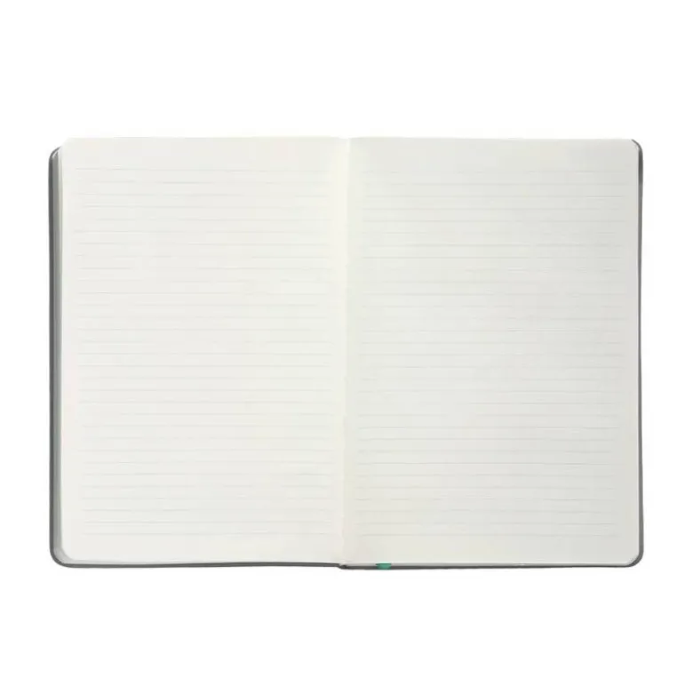 CUADERNO CON GOMILLA ANTARTIK NOTES TAPA DURA A4 HOJAS RAYAS GRIS Y TURQUESA 100 HOJAS 80 GR FSC