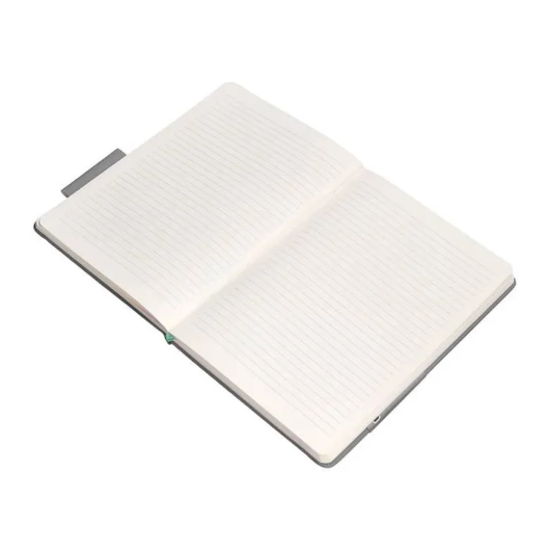 CUADERNO CON GOMILLA ANTARTIK NOTES TAPA DURA A4 HOJAS RAYAS GRIS Y TURQUESA 100 HOJAS 80 GR FSC