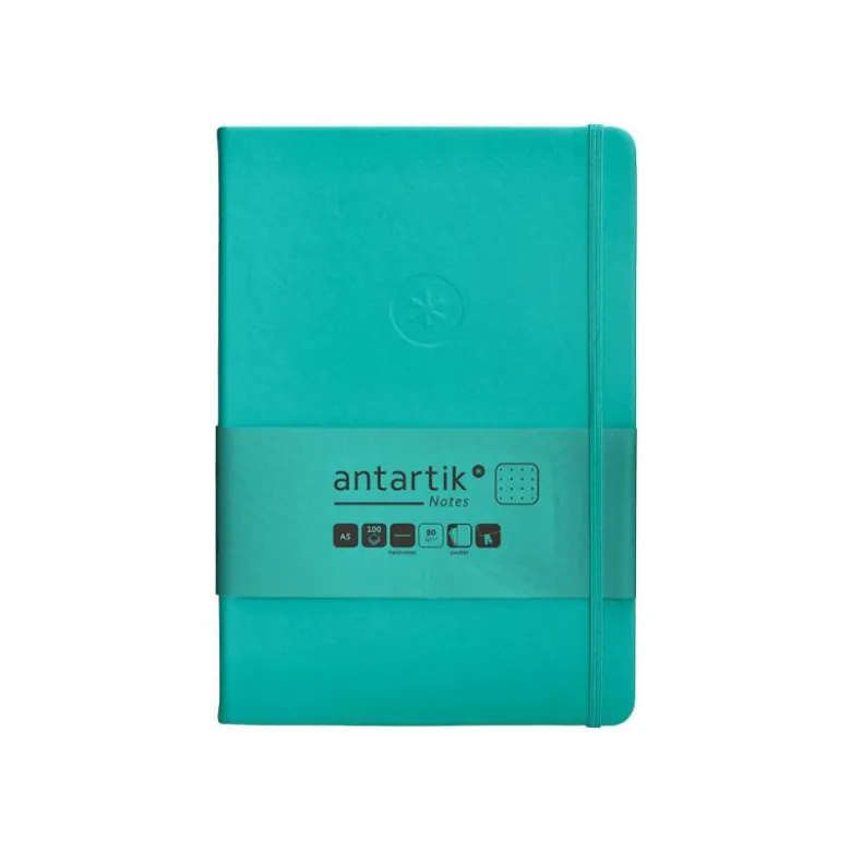 CUADERNO CON GOMILLA ANTARTIK NOTES TAPA DURA A5 HOJAS PUNTOS TURQUESA 100 HOJAS 80 GR FSC