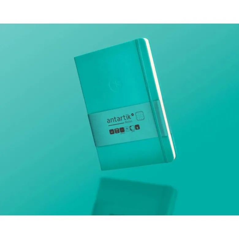 CUADERNO CON GOMILLA ANTARTIK NOTES TAPA DURA A5 HOJAS PUNTOS TURQUESA 100 HOJAS 80 GR FSC
