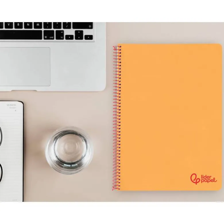 CUADERNO ESPIRAL LIDERPAPEL A4 WONDER TAPA PLASTICO 80H 90GR RAYADO HORIZONTAL CON MARGEN COLOR NARANJA