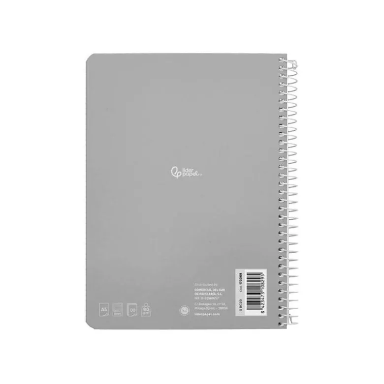CUADERNO ESPIRAL LIDERPAPEL DIN A5 WITTY TAPA DURA 80H 90GR RAYADO HORIZONTAL 8MM CON MARGEN COLORES SURTIDOS