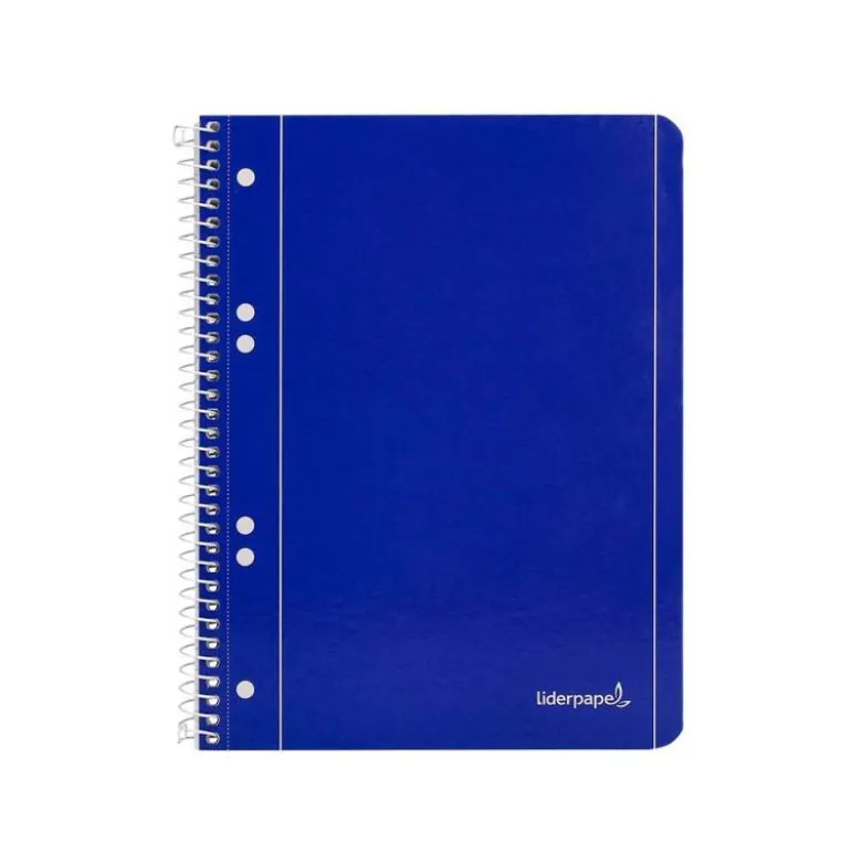 Cuaderno espiral Liderpapel Din A5 micro serie azul tapa blanda 80h 75 gr cuadro5mm 6 taladros azul