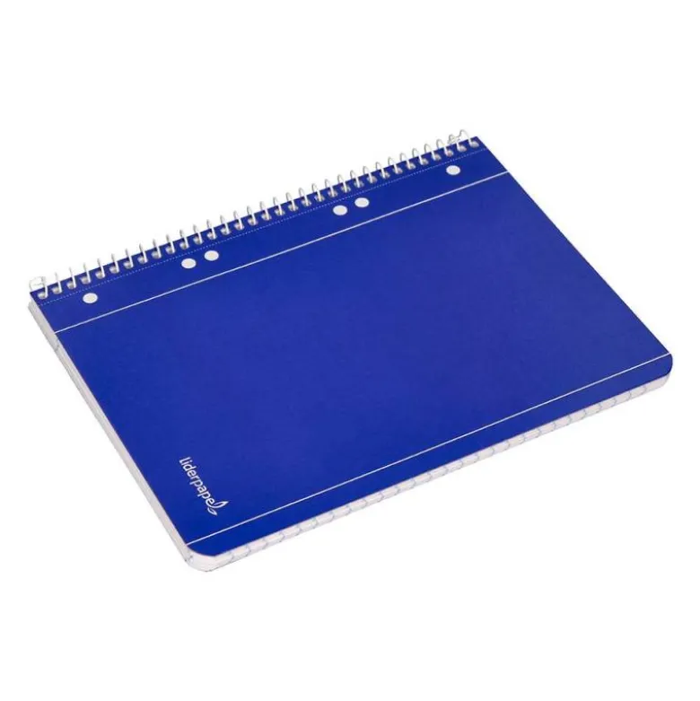 Cuaderno espiral Liderpapel Din A5 micro serie azul tapa blanda 80h 75 gr cuadro5mm 6 taladros azul