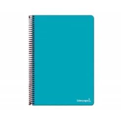 Cuaderno espiral liderpapel write folio tapa blanda 80h 60gr rayado horizontal con margen color turquesa