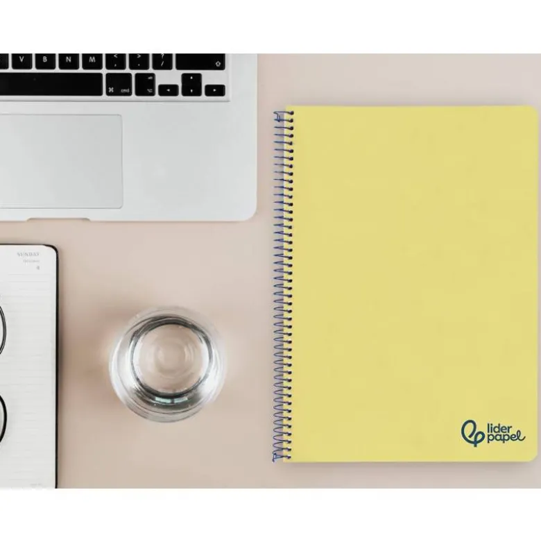 CUADERNO ESPIRAL LIDERPAPEL A4 WONDER TAPA PLASTICO 80H 90GR RAYADO HORIZONTAL CON MARGEN COLOR AMARILLO