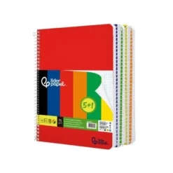 CUADERNO ESPIRAL LIDERPAPEL DIN A4 SMART TAPA BLANDA 80H 75GR CUADRO 4 MM CON MARGEN PACK 5+1 COLORES SURTIDOS