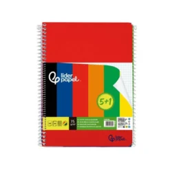 CUADERNO ESPIRAL LIDERPAPEL DIN A4 SMART TAPA BLANDA 80H 75GR CUADRO 4 MM CON MARGEN PACK 5+1 COLORES SURTIDOS