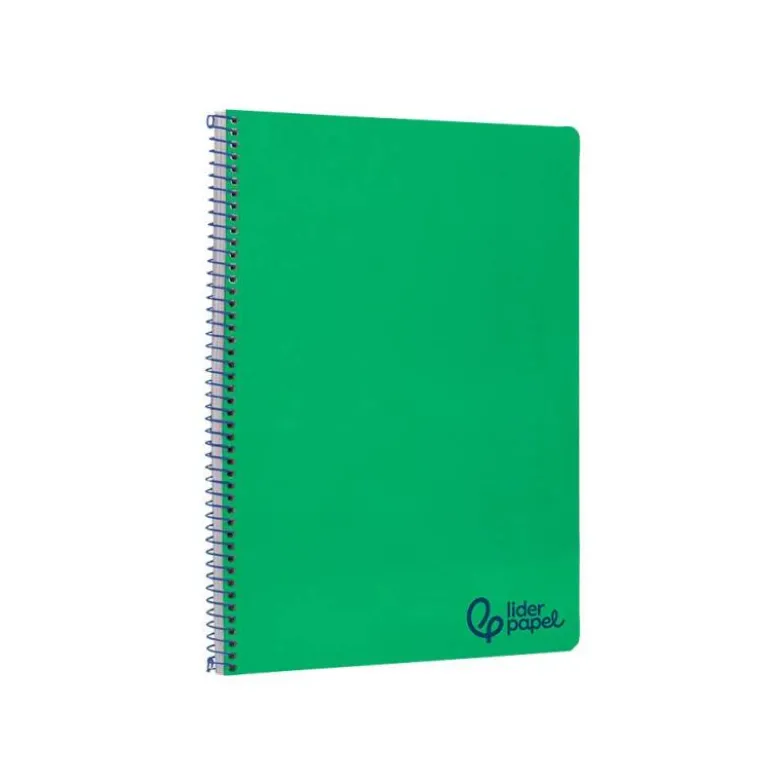 CUADERNO ESPIRAL LIDERPAPEL A4 WONDER TAPA PLASTICO 80H 90GR RAYADO HORIZONTAL CON MARGEN COLOR VERDE OSCURO