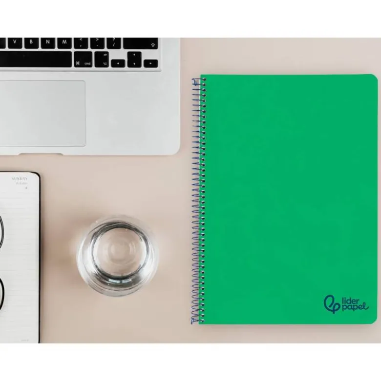 CUADERNO ESPIRAL LIDERPAPEL A4 WONDER TAPA PLASTICO 80H 90GR RAYADO HORIZONTAL CON MARGEN COLOR VERDE OSCURO
