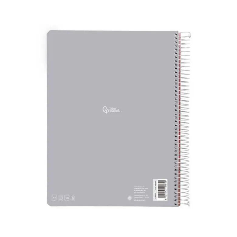 CUADERNO ESPIRAL LIDERPAPEL A4 MICRO WITTY TAPA DURA 120H 90GR CUADRO 5MM 5 BANDAS 4 TALADROS COLORES SURTIDOS