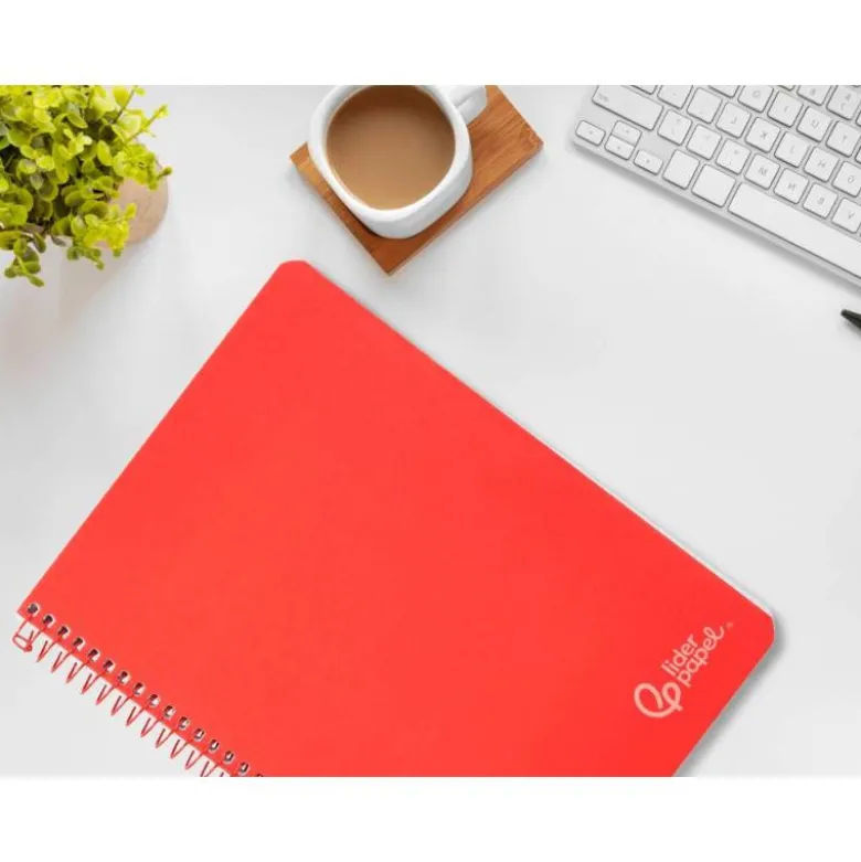 CUADERNO ESPIRAL LIDERPAPEL DIN A4 WITTY TAPA DURA 80H 90GR PAUTA 2,5MM CON MARGEN COLOR ROJO