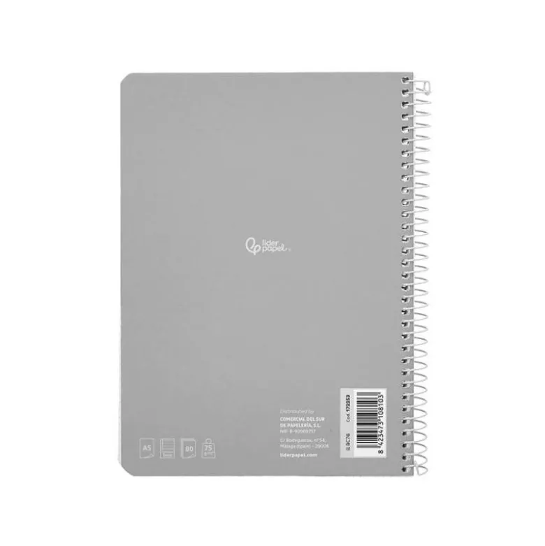 CUADERNO ESPIRAL LIDERPAPEL DIN A5 SMART TAPA BLANDA 80H 75GR RAYADO MONTESSORI 5MM COLORES SURTIDOS