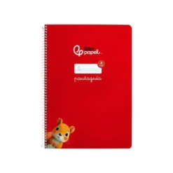 CUADERNO ESPIRAL LIDERPAPEL DIN A4 PAUTAGUIA TAPA DURA 80H 90 GR CUADRO PAUTADO 4MM COLOR ROJO