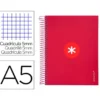 CUADERNO ESPIRAL LIDERPAPEL A5 MICRO ANTARTIK TAPA FORRADA120H 90 GR CUADRO 5MM 5 BANDAS6 TALADROS COLOR FRAMBUESA