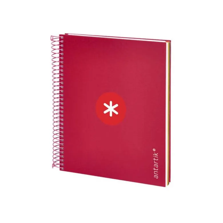 CUADERNO ESPIRAL LIDERPAPEL A5 MICRO ANTARTIK TAPA FORRADA120H 90 GR CUADRO 5MM 5 BANDAS6 TALADROS COLOR FRAMBUESA