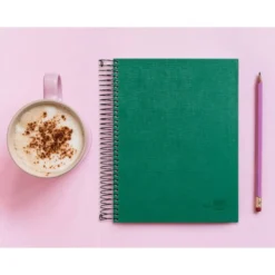 CUADERNO ESPIRAL LIDERPAPEL A5 MICRO PAPERCOAT TAPA FORRADA 140H 75 GR CUADRO5MM 5 BANDAS 6 TALADROS VERDE