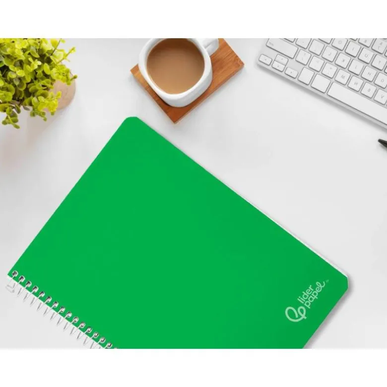 CUADERNO ESPIRAL LIDERPAPEL DIN A4 WITTY TAPA DURA 80H 90GR RAYADO HORIZONTAL CON MARGEN COLOR VERDE