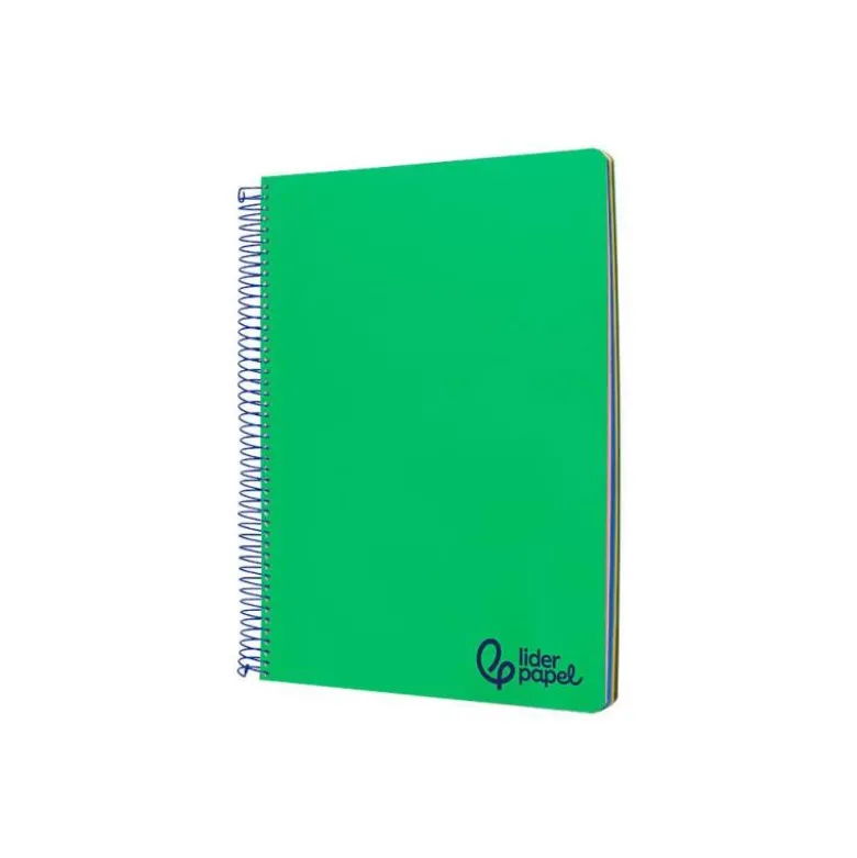 CUADERNO ESPIRAL LIDERPAPEL A7 MICRO WONDER TAPA PLASTICO 100H 90GR CUADRO 5MM 4 BANDAS COLOR VERDE OSCURO