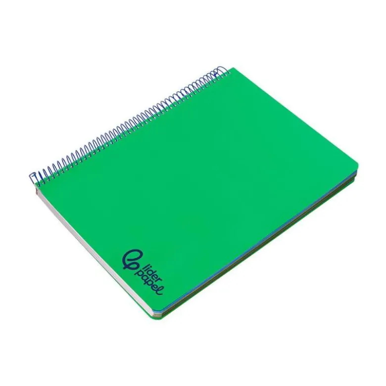 CUADERNO ESPIRAL LIDERPAPEL A7 MICRO WONDER TAPA PLASTICO 100H 90GR CUADRO 5MM 4 BANDAS COLOR VERDE OSCURO