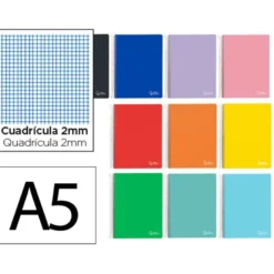 CUADERNO ESPIRAL LIDERPAPEL DIN A5 WITTY TAPA DURA 80H 90GR MILIMETRADO 2MM COLORES SURTIDOS