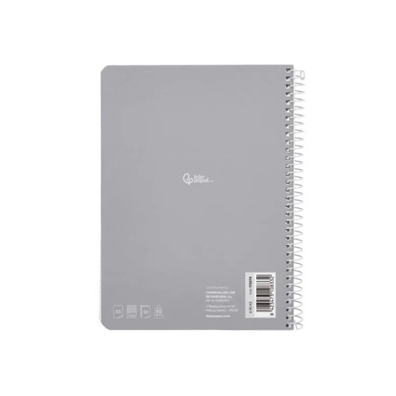 CUADERNO ESPIRAL LIDERPAPEL DIN A5 WITTY TAPA DURA 80H 90GR MILIMETRADO 2MM COLORES SURTIDOS
