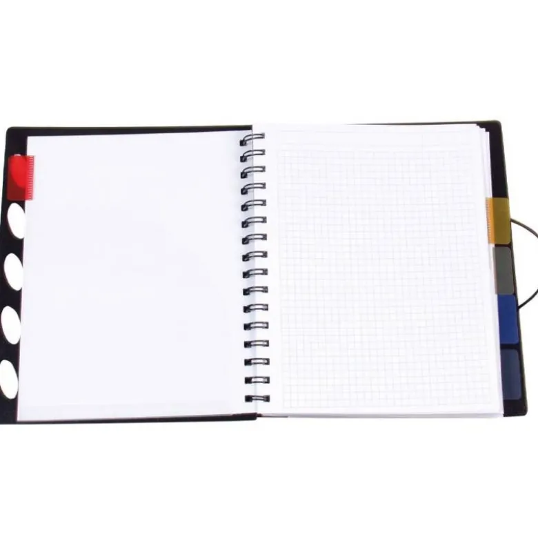 Cuaderno espiral liderpapel a4 micro executive tapa plastico 100h 80 gr cuadro 5mm 5 separadores con gomilla negro