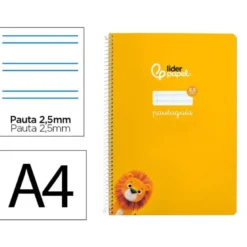 CUADERNO ESPIRAL LIDERPAPEL DI N A4 PAUTAGUIA TAPA BLANDA 80H 75 GR CUADRO PAUTADO 2,5MM COLOR AMARILLO