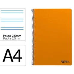 CUADERNO ESPIRAL LIDERPAPEL DIN A4 SMART TAPA BLANDA 80H 75GR PAUTA 3,5MM CON MARGEN COLOR NARANJA