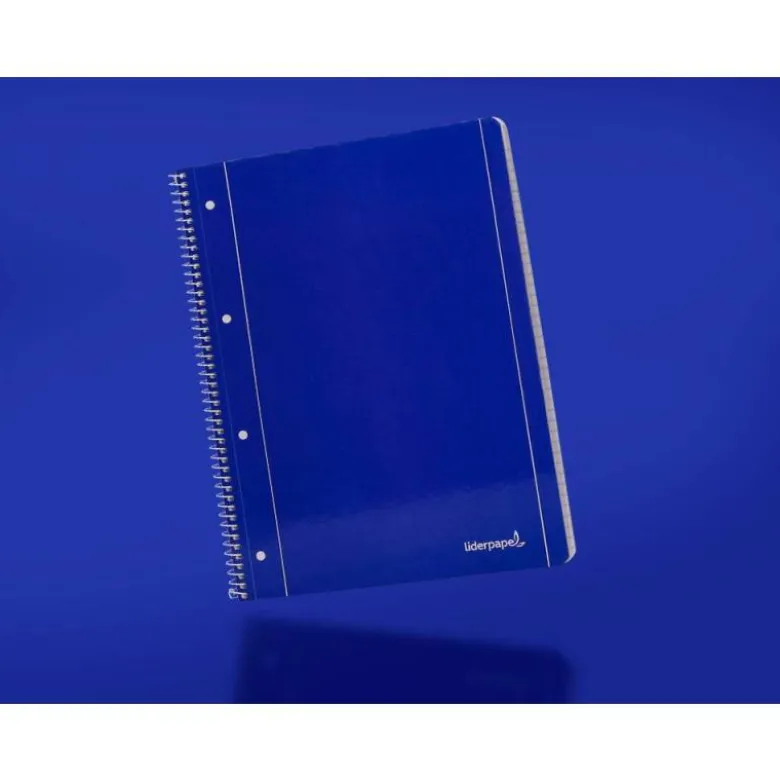 Cuaderno espiral liderpapel a4 micro serie azul tapa blanda 80h 80 gr cuadro5mm con margen 4 taladros color azul