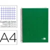 CUADERNO ESPIRAL LIDERPAPEL A4 MICRO PAPERCOAT TAPA FORRADA 140H 75 GR CUADRO5MM 5 BANDAS 4 TALADROS VERDE